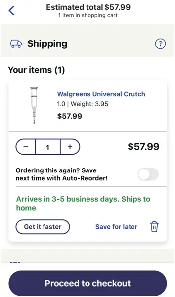 checkout page on walgreens